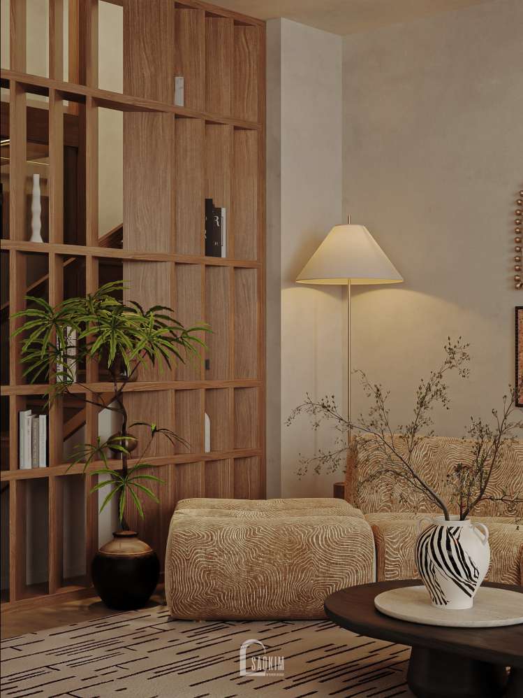 Thiết kế nội thất phòng khách mang phong cách Contemporary mix Mid - Century